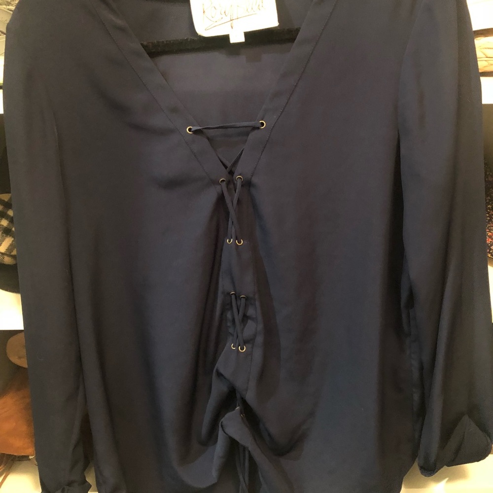 Rory Beca silk lace up blouse